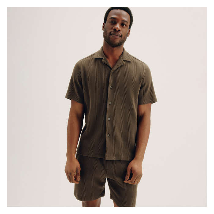 Men's Waffle Knit Button-Up Shirt